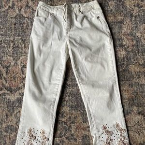 Joseph Ribkoff White Embroidered Denim